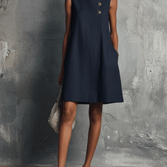Sienna | Asymmetric Button Mini Dress - Rosalind Lane