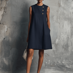 Sienna | Asymmetric Button Mini Dress - Rosalind Lane