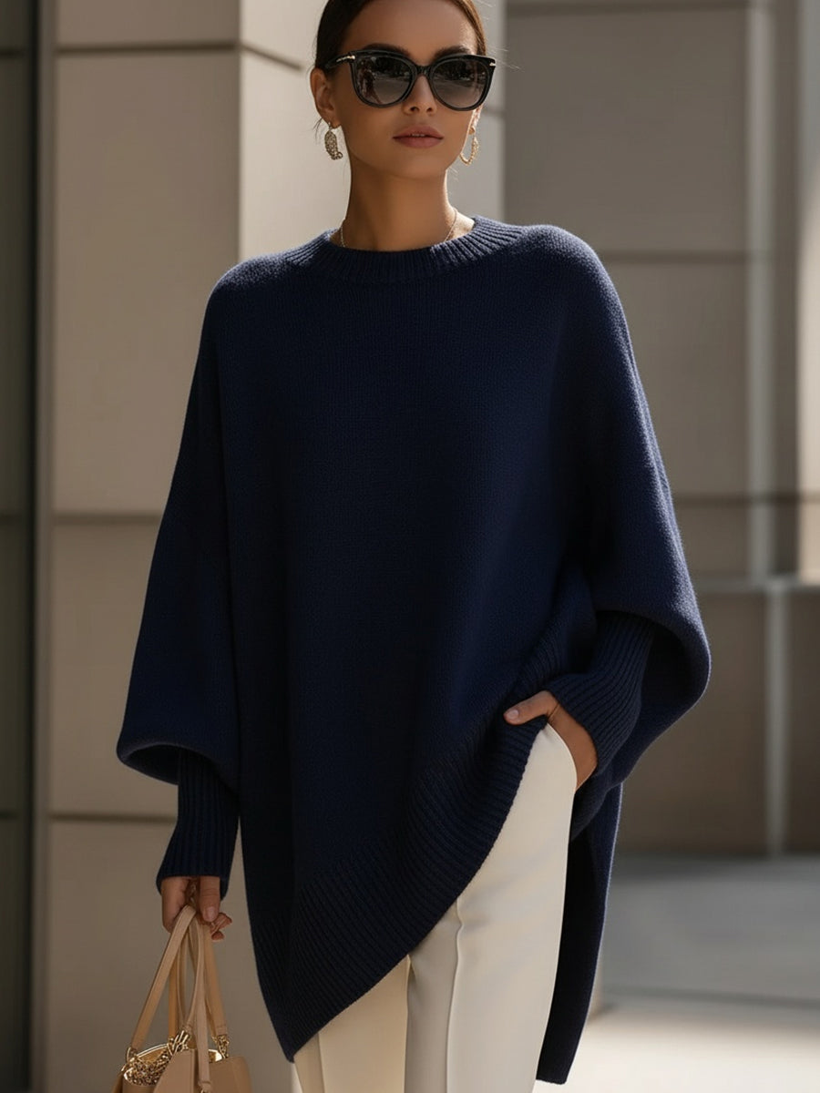 Women's Oversized Asymmetrical Merino Wool Knit Sweater