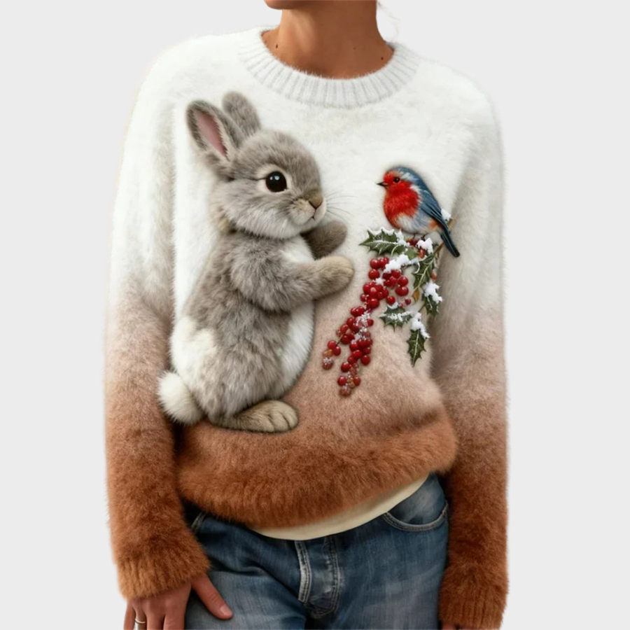 Mikkaela – Plush Christmas Jumper with Festive Rabbit
