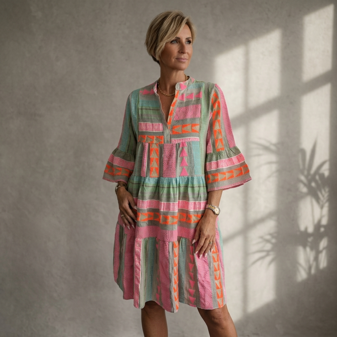 Ava | Elegant V-Neck Tiered Flowy Summer Dress