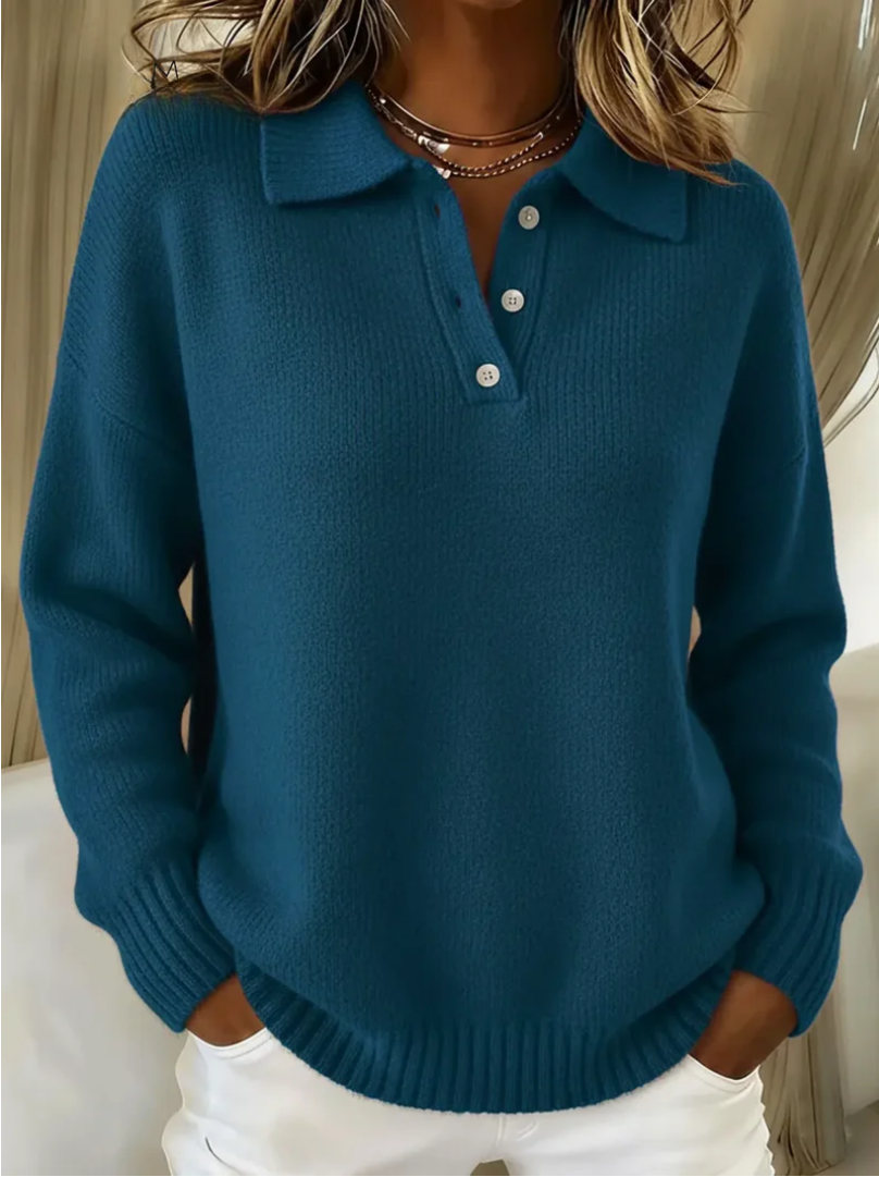 Jovie | V-Neck Polo Sweater