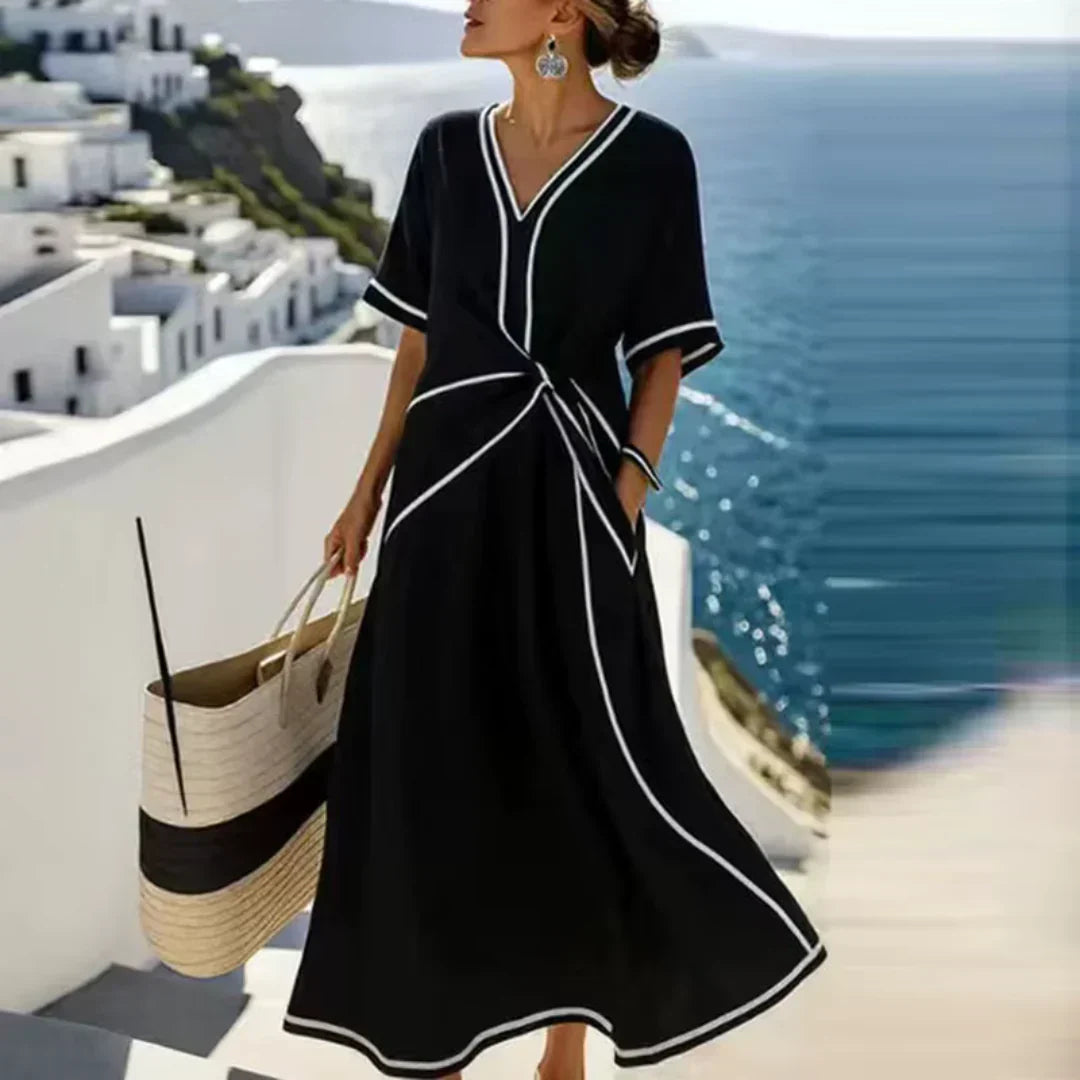 Sandra | Elegant Twist Front Loose Fit Summer Maxi Dress