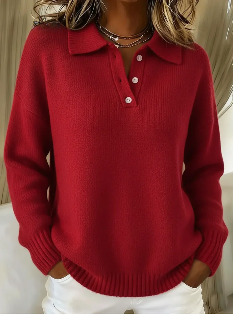 Jovie | V-Neck Polo Sweater