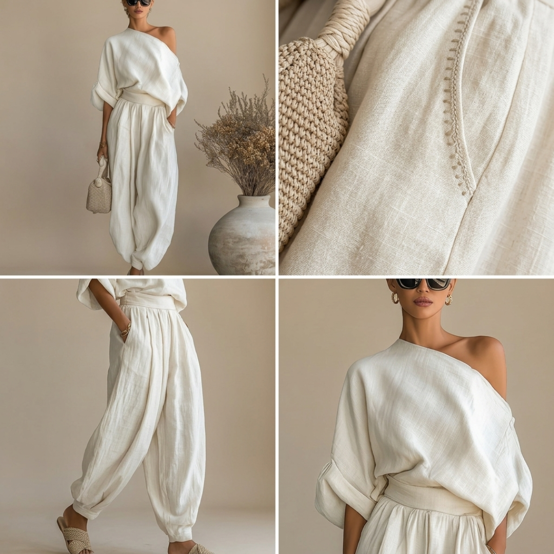 Lisa | Soft Off-Shoulder Top and Tapered Pants Set