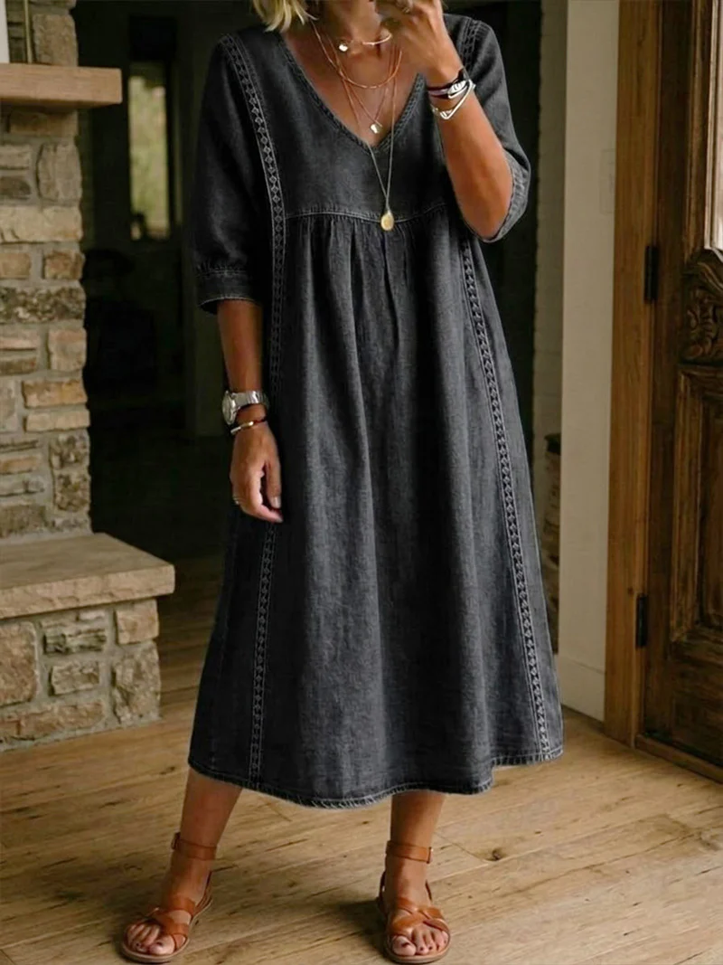 Vestido midi línea A encaje