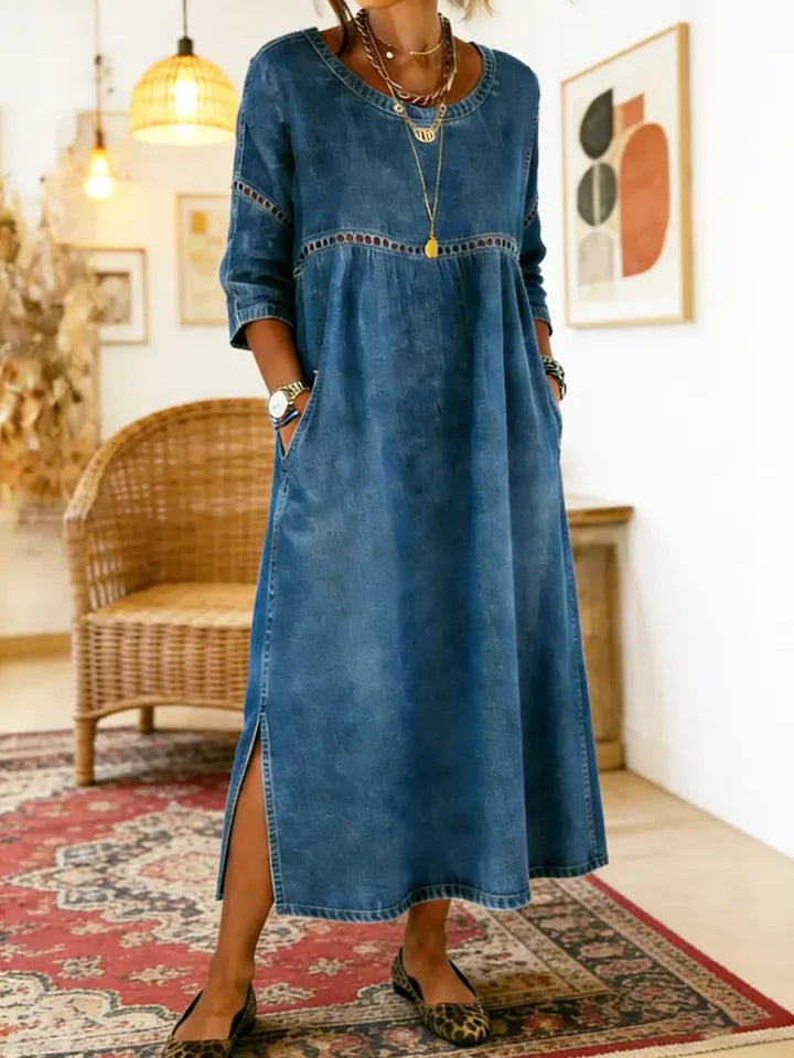 Vestido midi línea A encaje