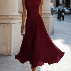 Adeline™ | Draped Cowl Neck Midi Dress - Rosalind Lane