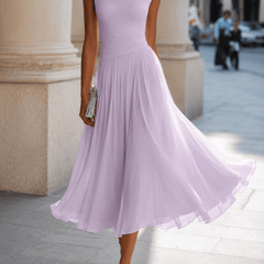 Adeline™ | Draped Cowl Neck Midi Dress - Rosalind Lane