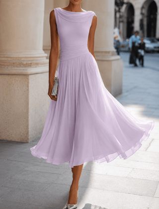 Adeline™ | Draped Cowl Neck Midi Dress - Rosalind Lane