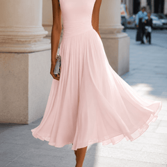 Adeline™ | Draped Cowl Neck Midi Dress - Rosalind Lane