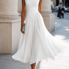 Adeline™ | Draped Cowl Neck Midi Dress - Rosalind Lane