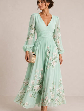 Marielle™ | Floral V-Neck Midi Dress - Rosalind Lane
