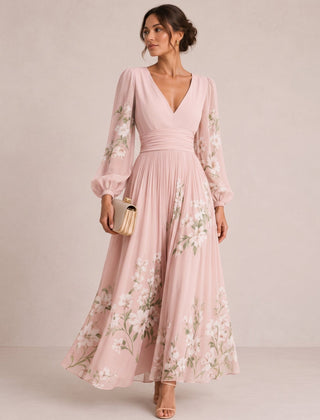 Marielle™ | Floral V-Neck Midi Dress - Rosalind Lane