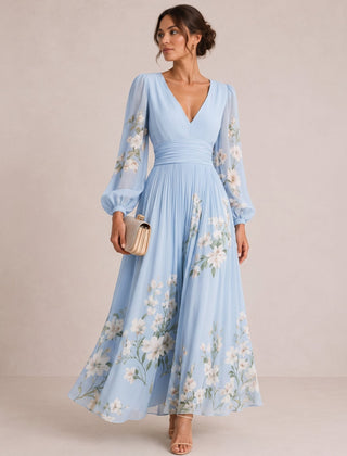 Marielle™ | Floral V-Neck Midi Dress - Rosalind Lane