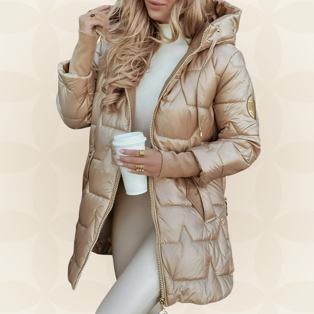 Noor – Glanzende winterjas met capuchon