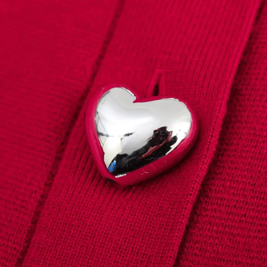 HEART BUTTON CROPPED CARDIGAN