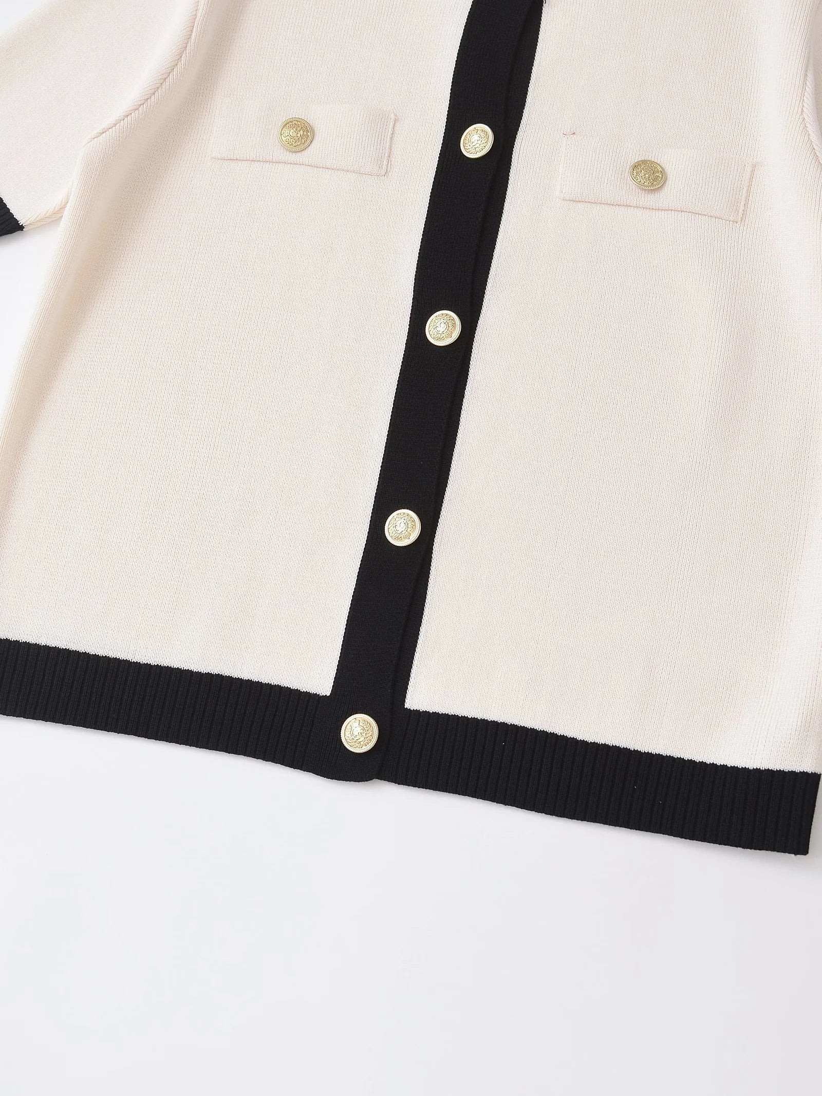 CONTRAST TRIM SHORT SLEEVE CARDIGAN