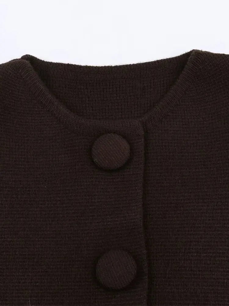 WIDE SLEEVE BUTTON FRONT KNIT JACKET