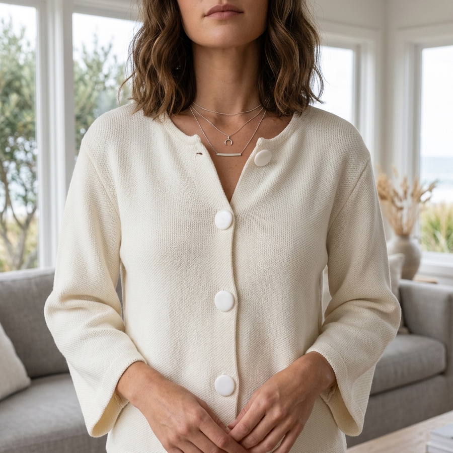 WIDE SLEEVE BUTTON FRONT KNIT JACKET