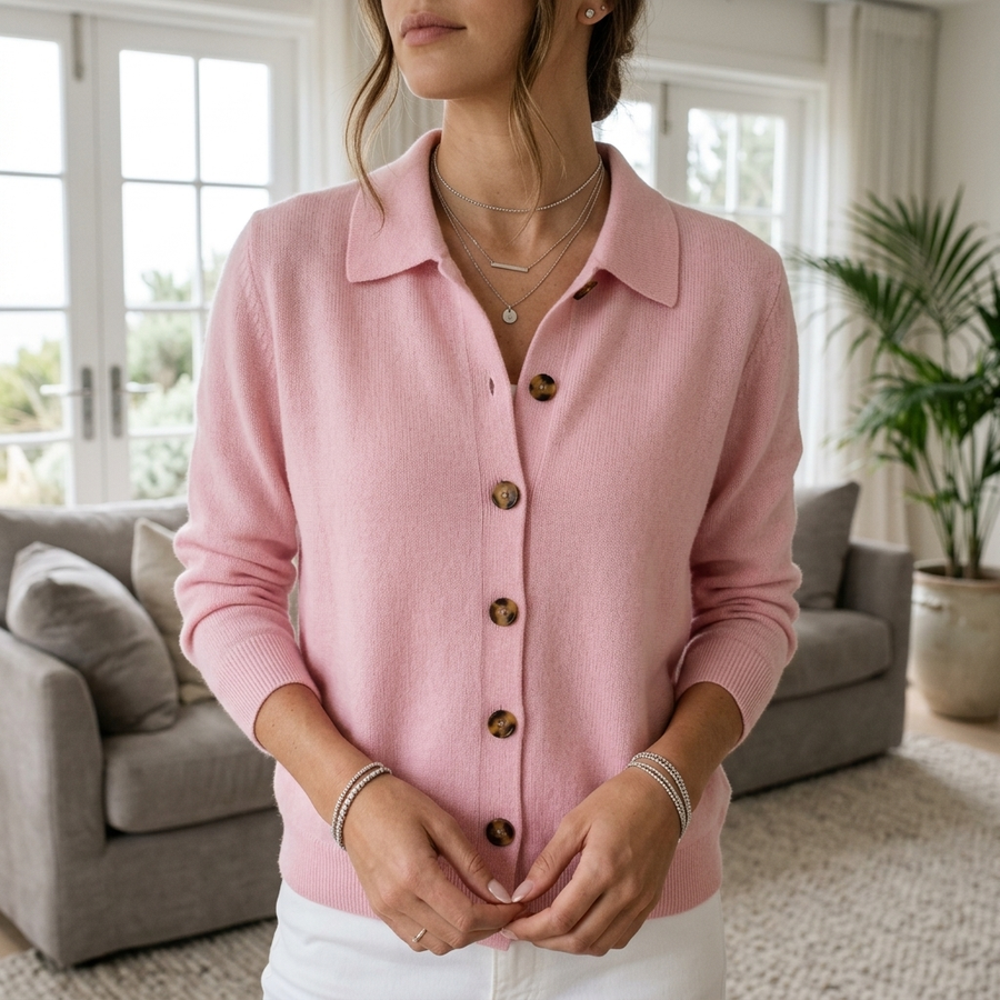 COLLARED BUTTON KNIT CARDIGAN