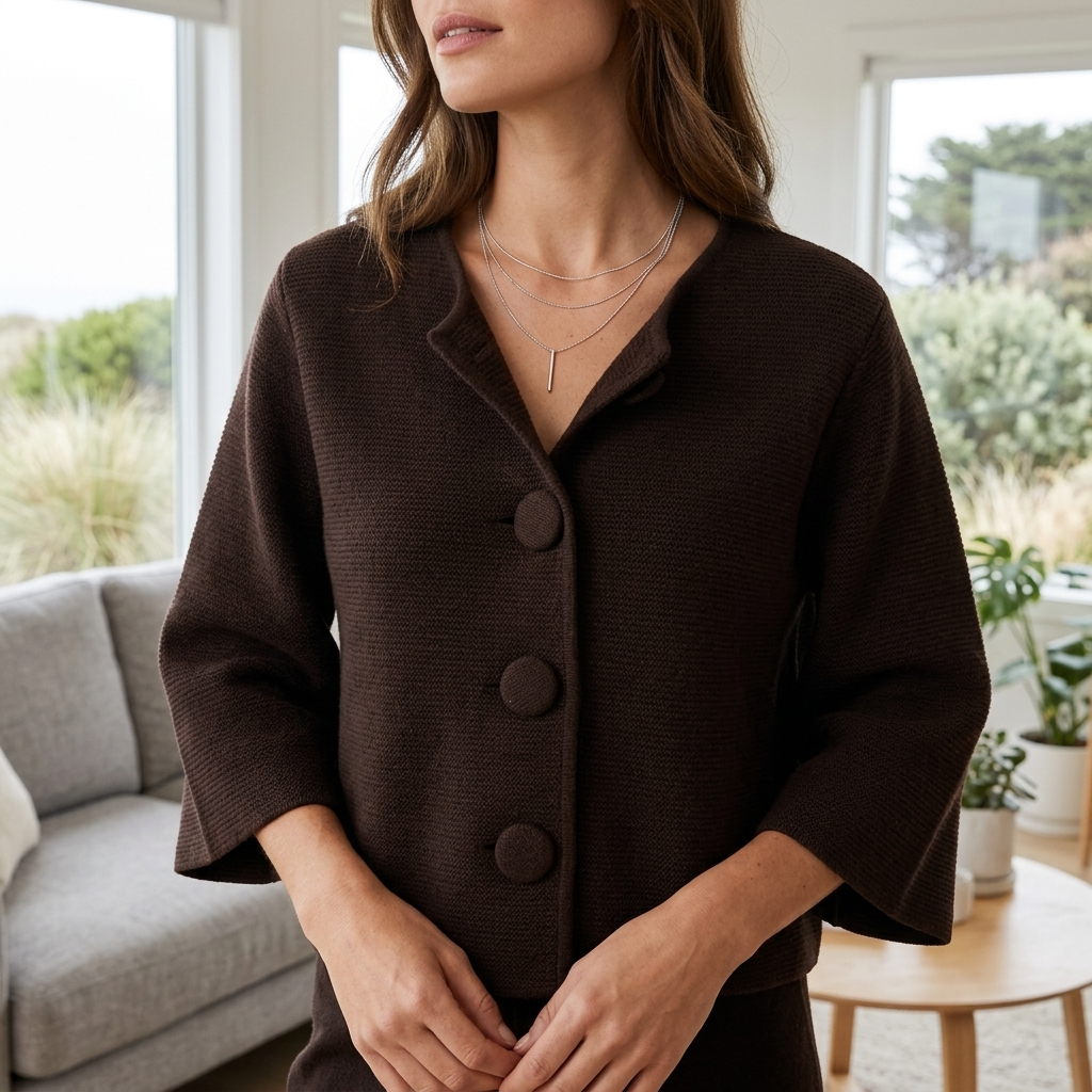 WIDE SLEEVE BUTTON FRONT KNIT JACKET