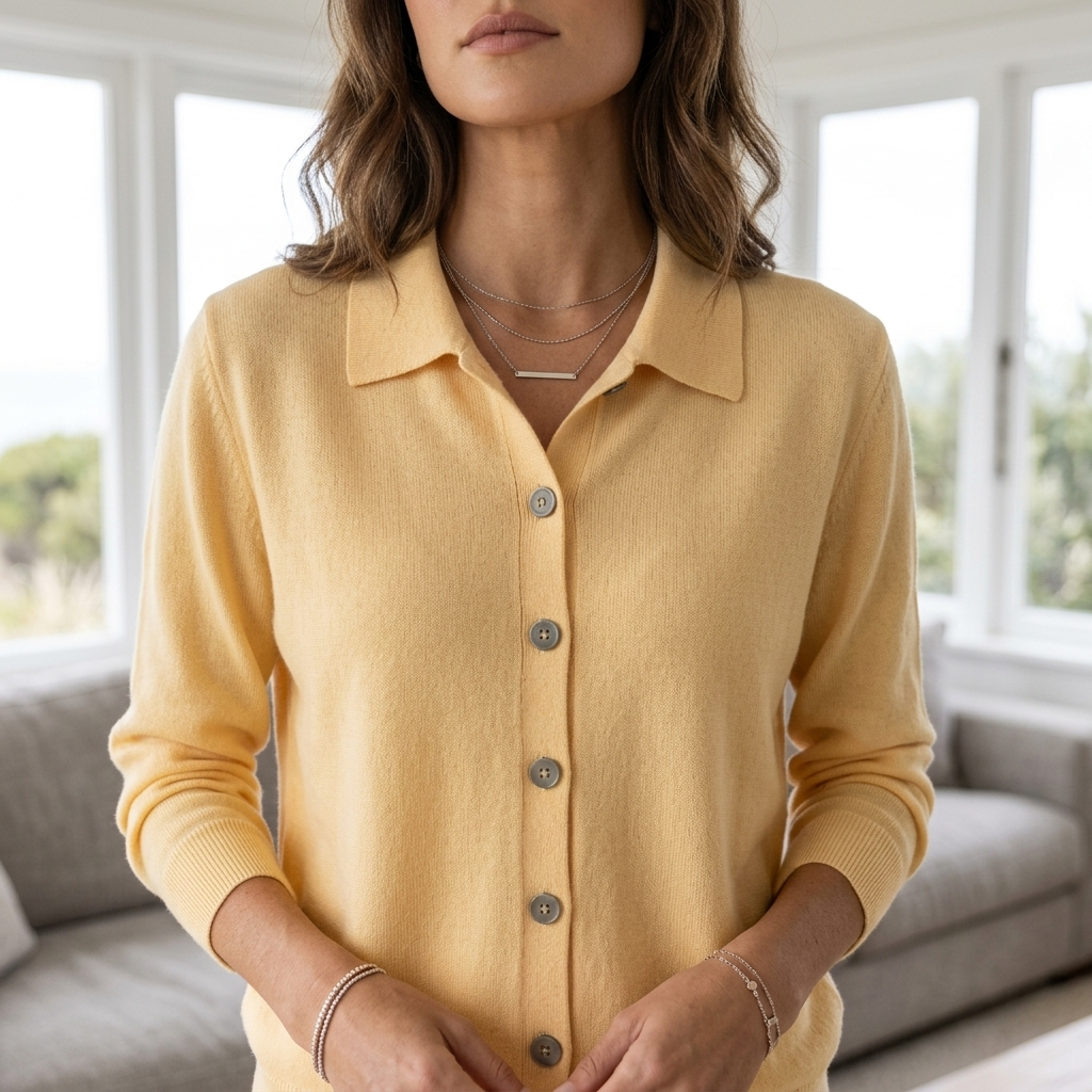 COLLARED BUTTON KNIT CARDIGAN