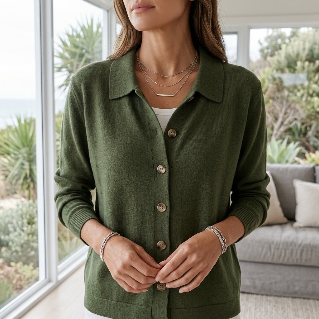 COLLARED BUTTON KNIT CARDIGAN