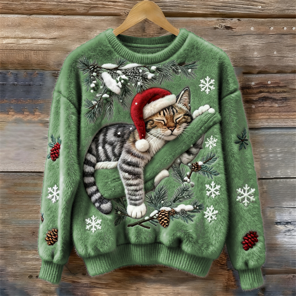 Maela – Cozy Christmas Sweater with Kitten
