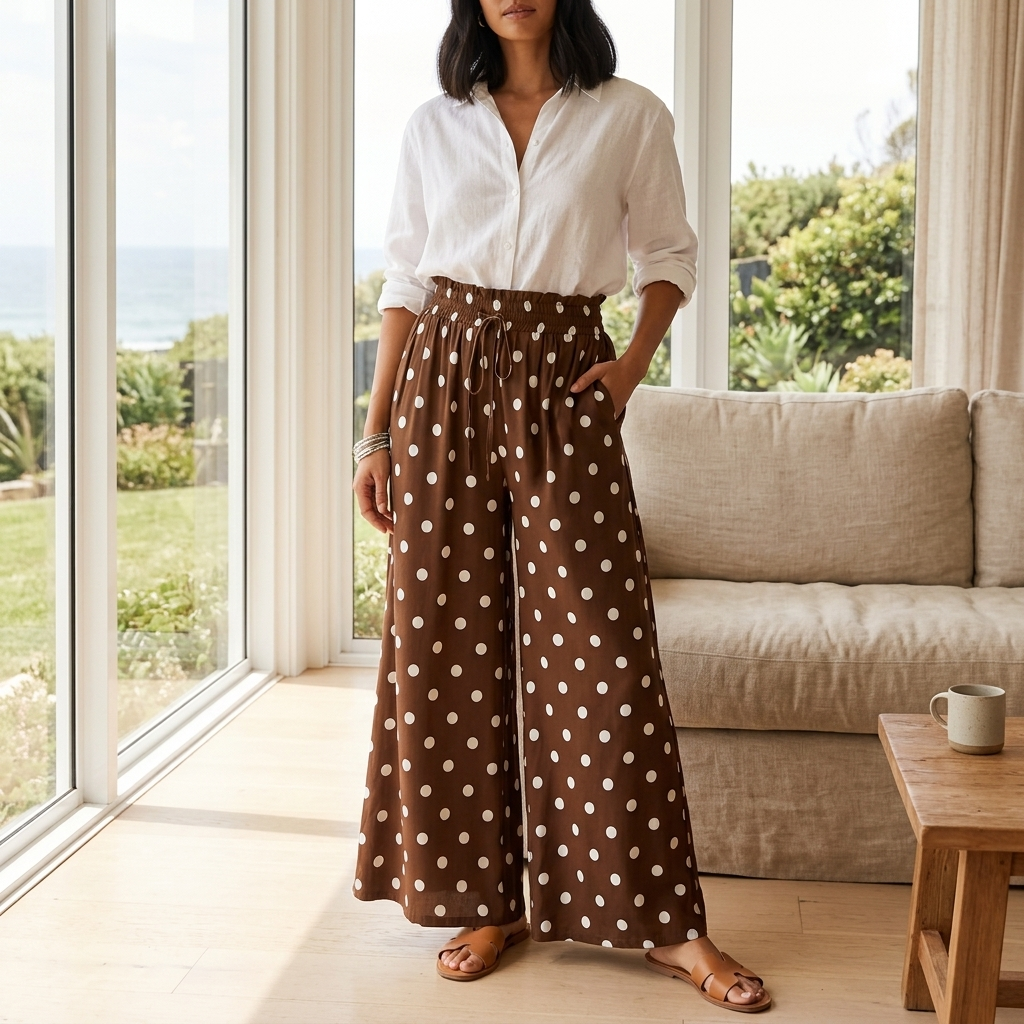 Avianna Pants - Paper Bag High Waisted Wide Leg Pants in Floral Print