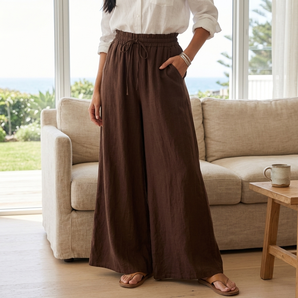 Avianna Pants - Paper Bag High Waisted Wide Leg Pants in Floral Print