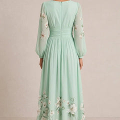 Marielle™ | Floral V-Neck Midi Dress - Rosalind Lane