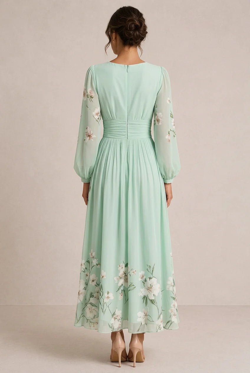 Marielle™ | Floral V-Neck Midi Dress - Rosalind Lane