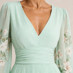 Marielle™ | Floral V-Neck Midi Dress - Rosalind Lane
