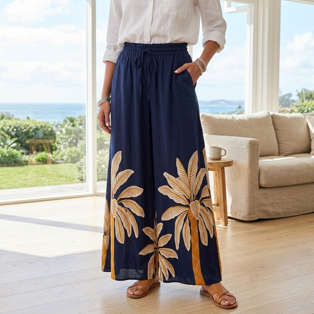 Avianna Pants - Paper Bag High Waisted Wide Leg Pants in Floral Print